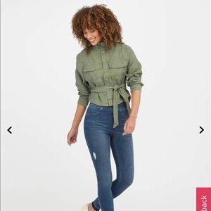 SPANX -Distressed Ankle Skinny Jeans, Medium Wash